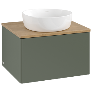 Villeroy und Boch Antao Waschtisch-Unterschrank K29011HL 60x36x50cm, Waschbeckenplattenfarbe honey oak, leaf green matt lacquer