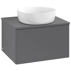 Meuble vasque Villeroy &amp; Boch Antao K29050GK 60 x 36 x 50 cm, percé pour robinetterie, plan vasque couleur : laque anthracite mate