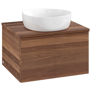 Meuble vasque Villeroy &amp; Boch Antao K29112HM 60x36x50cm, plan vasque couleur noyer chaud, noyer chaud