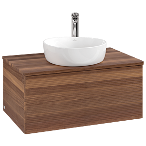 Meuble vasque Villeroy &amp; Boch Antao K30152HM 80x36x50cm, percé pour robinetterie, plan vasque couleur noyer chaud, noyer chaud