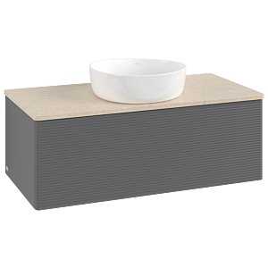 Villeroy &amp; Boch Antao vanity unit K31113GK 100x36x50cm, washbasin top color botticino, anthracite matt lacquer