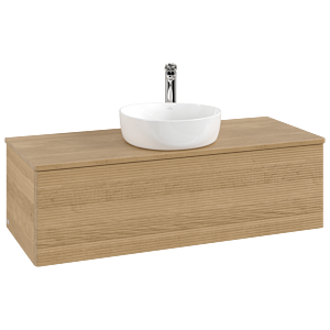 Meuble sous-vasque Villeroy et Boch K32151HN 120x36x50cm, trou pour robinet, plan vasque couleur chêne miel, chêne miel