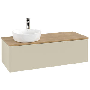 Villeroy &amp; Boch Antao vanity unit K33051HJ 120x36x50cm, tap hole, washbasin top color honey oak, silk grey matt lacquer