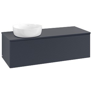 Meuble vasque Villeroy &amp; Boch Antao K33110HG 120 x 36 x 50 cm, plan vasque laqué, laque mate bleu nuit