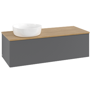 Villeroy &amp; Boch Antao vanity unit K33111GK 120x36x50cm, washbasin top color honey oak, anthracite matt lacquer
