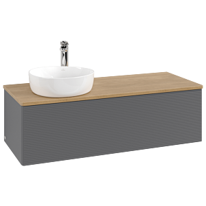 Villeroy &amp; Boch Antao vanity unit K33151GK 120x36x50cm, tap hole, washbasin top color honey oak, anthracite matt lacquer