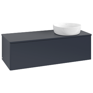 Meuble vasque Villeroy &amp; Boch Antao K34010HG 120 x 36 x 50 cm, plan vasque laqué, laque mate bleu nuit