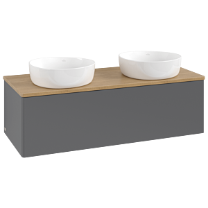 Villeroy und Boch Antao Waschtisch-Unterschrank K35011GK 120x36x50cm, Waschbeckenplattenfarbe honey oak, anthracite matt lacquer