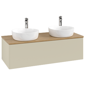 Villeroy &amp; Boch Antao vanity unit K35051HJ 120x36x50cm, tap hole, washbasin top color honey oak, silk grey matt lacquer