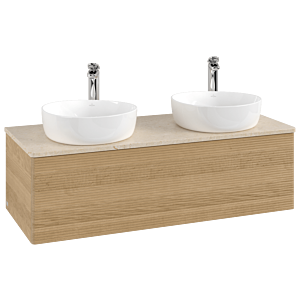 Villeroy &amp; Boch Antao vanity unit K35153HN 120x36x50cm, tap hole, washbasin top color botticino, honey oak