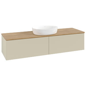 Villeroy &amp; Boch Antao vanity unit K36011HJ 160x36x50cm, washbasin top color honey oak, silk grey matt lacquer