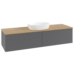 Villeroy &amp; Boch Antao vanity unit K36111GK 160x36x50cm, washbasin top color honey oak, anthracite matt lacquer