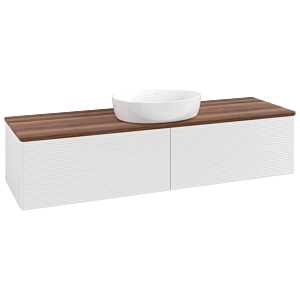 Villeroy &amp; Boch Antao vanity unit K36112GF 160x36x50cm, washbasin top color warm walnut, glossy white lacquer