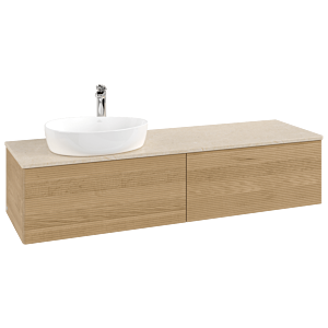 Villeroy und Boch Antao Waschtisch-Unterschrank K37153HN 160x36x50cm, Hahnlochbohrung, Waschbeckenplattenfarbe botticino, honey oak