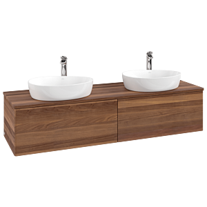 Villeroy und Boch Antao Waschtisch-Unterschrank K39052HM 160x36x50cm, Hahnlochbohrung, Waschbeckenplattenfarbe warm walnut, warm walnut