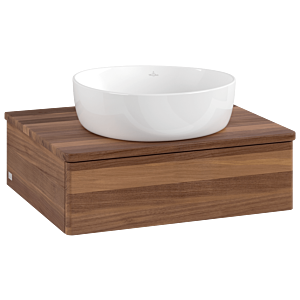 Villeroy und Boch Antao Waschtisch-Unterschrank L07012HM mit Beleuchtung, 60x19x50cm, Waschbeckenplattenfarbe warm walnut, warm walnut