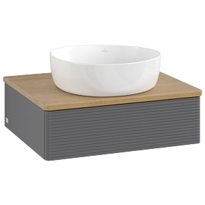 Meuble vasque Villeroy &amp; Boch Antao L07111GK 60 x 19 x 50 cm, plan vasque couleur chêne miel, laque anthracite mate