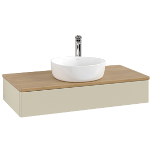 Villeroy und Boch Antao Waschtisch-Unterschrank L09051HJ 100x19x50cm, Waschbeckenplattenfarbe honey oak, silk grey matt lacquer