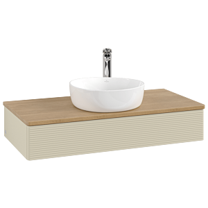 Villeroy &amp; Boch Antao vanity unit L09151HJ 100x19x50cm, washbasin top color honey oak, silk grey matt lacquer