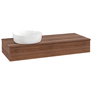 Villeroy und Boch Antao Waschtisch-Unterschrank L11112HM mit Beleuchtung mit Struktur 120x19x50cm, Waschbeckenplattenfarbe warm walnut, warm walnut