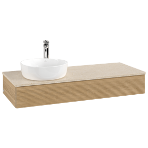 Villeroy und Boch Antao Waschtisch-Unterschrank L11153HN 120x19x50cm, Hahnloch, Waschbeckenplattenfarbe botticino, honey oak
