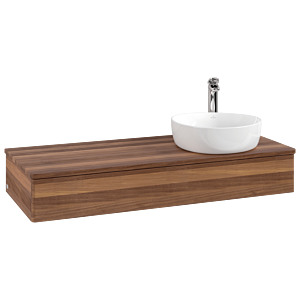 Villeroy und Boch Antao Waschtisch-Unterschrank L12052HM mit Beleuchtung, 120x19x50cm, Hahnloch, Waschbeckenplattenfarbe warm walnut, warm walnut