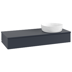 Meuble vasque Villeroy &amp; Boch Antao L12110HG avec éclairage, 120 x 19 x 50 cm, plan vasque laqué, laque mate bleu nuit