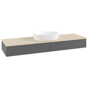 Villeroy & Boch Antao Waschtischunterschrank 1600x190x500mm L14113GK mit Beleuchtung mit Struktur FK/AP: GK/3