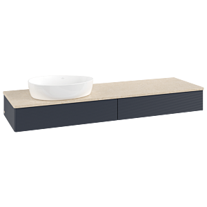 Villeroy & Boch Antao Waschtischunterschrank 1600x190x500mm L15113HG mit Beleuchtung mit Struktur FK/AP: HG/3