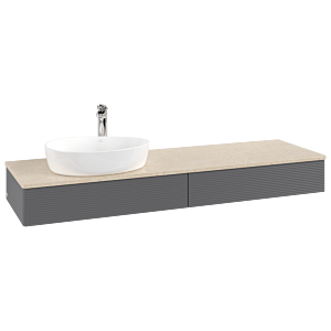 Villeroy & Boch Antao Waschtischunterschrank 1600x190x500mm L15153GK mit Beleuchtung mit Struktur FK/AP: GK/3