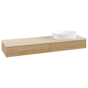 Villeroy &amp; Boch Antao vanity unit L16013HN 160x19x50cm, washbasin top color botticino, honey oak