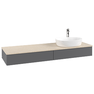 Villeroy & Boch Antao Waschtischunterschrank 1600x190x500mm L16153GK mit Beleuchtung mit Struktur FK/AP: GK/3