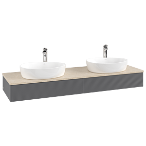 Villeroy & Boch Antao Waschtischunterschrank 1600x190x500mm L17153GK mit Beleuchtung mit Struktur FK/AP: GK/3