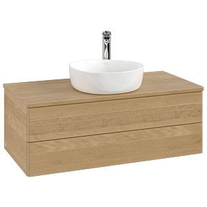 Villeroy und Boch Antao Waschtisch-Unterschrank L20051HN mit Beleuchtung, 100x36x50cm, Hahnloch, Waschbeckenplattenfarbe honey oak, honey oak