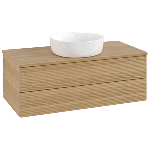 Villeroy und Boch Antao Waschtisch-Unterschrank L20111HN mit Beleuchtung mit Struktur, 100x36x50cm, Waschbeckenplattenfarbe honey oak, honey oak
