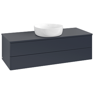 Villeroy und Boch Antao Waschtisch-Unterschrank L21010HG mit Beleuchtung, 120x36x50cm, Waschbeckenplattenfarbe Lack, midnight blue matt lacquer