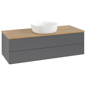 Villeroy und Boch Antao Waschtisch-Unterschrank L21011GK mit Beleuchtung, 120x36x50cm, Waschbeckenplattenfarbe honey oak, anthracite matt lacquer