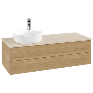 Villeroy und Boch Antao Waschtisch-Unterschrank L22053HN 120x36x50cm, Hahnloch, Waschbeckenplattenfarbe botticino, honey oak