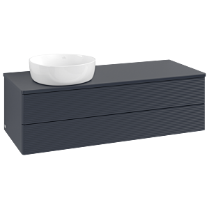 Meuble vasque Villeroy &amp; Boch Antao L22110HG avec éclairage, 120 x 36 x 50 cm, plan vasque laqué, laque mate bleu nuit