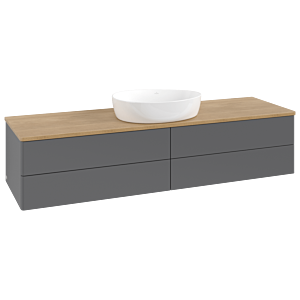 Villeroy &amp; Boch Antao vanity unit L25011GK 160x36x50cm, washbasin top color honey oak, anthracite matt lacquer