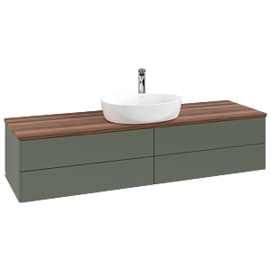 Villeroy und Boch Antao Waschtisch-Unterschrank L25052HL 160x36x50cm, Hahnlochbohrung, Waschbeckenplattenfarbe warm walnut, leaf green matt lacquer