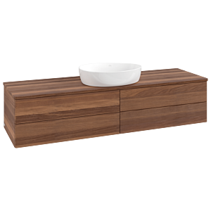 Villeroy und Boch Antao Waschtisch-Unterschrank L25112HM mit Beleuchtung mit Struktur, 160x36x50cm, Waschbeckenplattenfarbe warm walnut, warm walnut