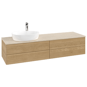 Villeroy und Boch Antao Waschtisch-Unterschrank L26053HN 160x36x50cm, Hahnlochbohrung, Waschbeckenplattenfarbe botticino, honey oak