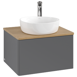 Villeroy und Boch Antao Waschtisch-Unterschrank L29051GK 60x36x50cm, Hahnloch, Waschbeckenplattenfarbe honey oak, anthracite matt lacquer