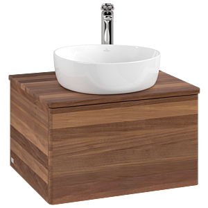Villeroy und Boch Antao Waschtisch-Unterschrank L29052HM mit Beleuchtung, 60x36x50cm, Hahnloch, Waschbeckenplattenfarbe warm walnut, warm walnut