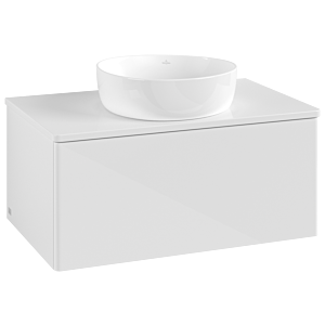 Villeroy und Boch Antao Waschtisch-Unterschrank L30010GF mit Beleuchtung, 80x36x50cm, Waschbeckenplattenfarbe Lack, glossy white lacquer