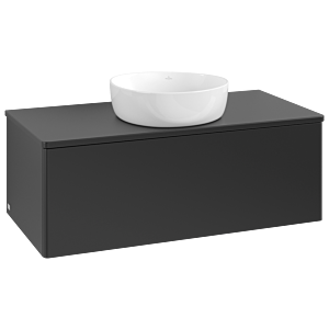 Villeroy &amp; Boch Antao vanity unit L31010PD with lighting, 100x36x50cm, washbasin top color: black matt lacquer