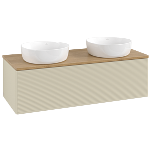 Villeroy und Boch Antao Waschtisch-Unterschrank L35111HJ mit Beleuchtung, 120x36x50cm, Waschbeckenplattenfarbe honey oak, silk grey matt lacquer