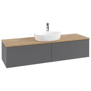 Villeroy und Boch Antao Waschtisch-Unterschrank L36151GK 160x36x50cm, Hahnlochbohrung, Waschbeckenplattenfarbe honey oak, anthracite matt lacquer
