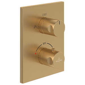Villeroy & Boch Universal Taps & Fittings Fertigmontageset TVD00065300076 Unterputz-Duschthermostat, eckig, mit Zweiwege-Mengenregulierung, brushed gold